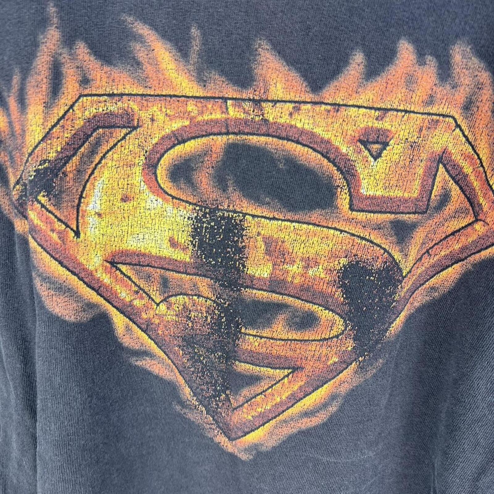 Super faded Superman black tee with flame design large / XL gallery