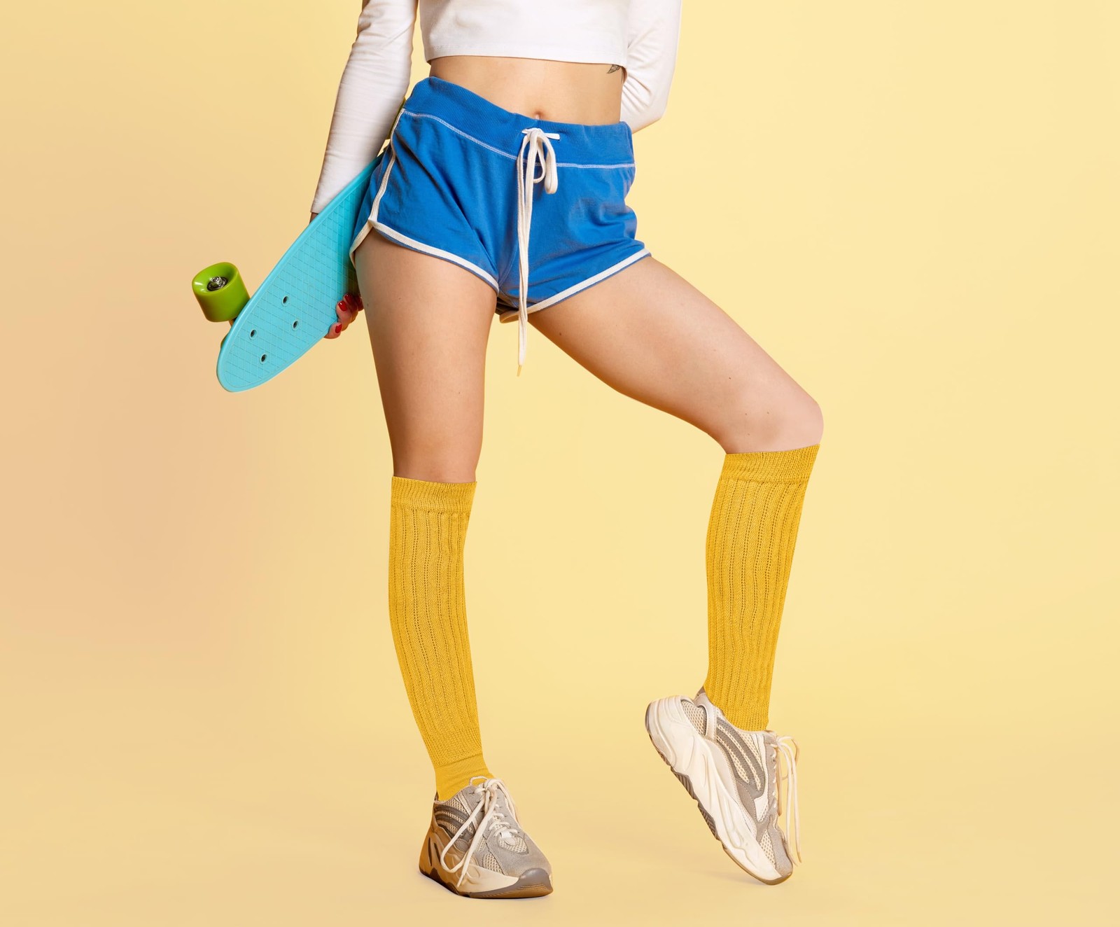 Womens Girls Slouch Scrunch Long Knit Stacked Funny 80s 90s Solid Knee High gallery