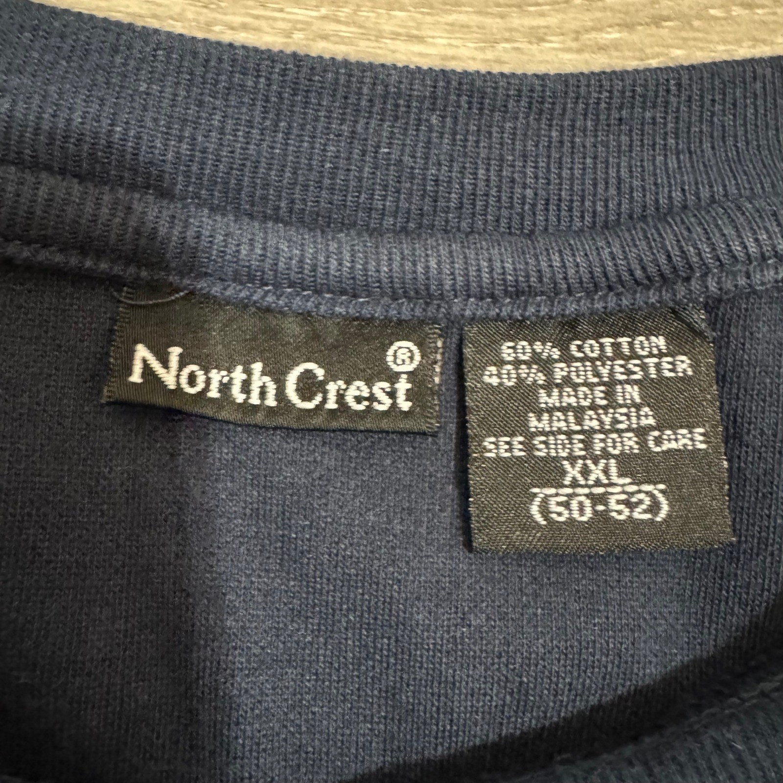 North Crest Mens XXL Navy Blue Vertical Ribbed Textured Short Sleeve T-Shirt gallery