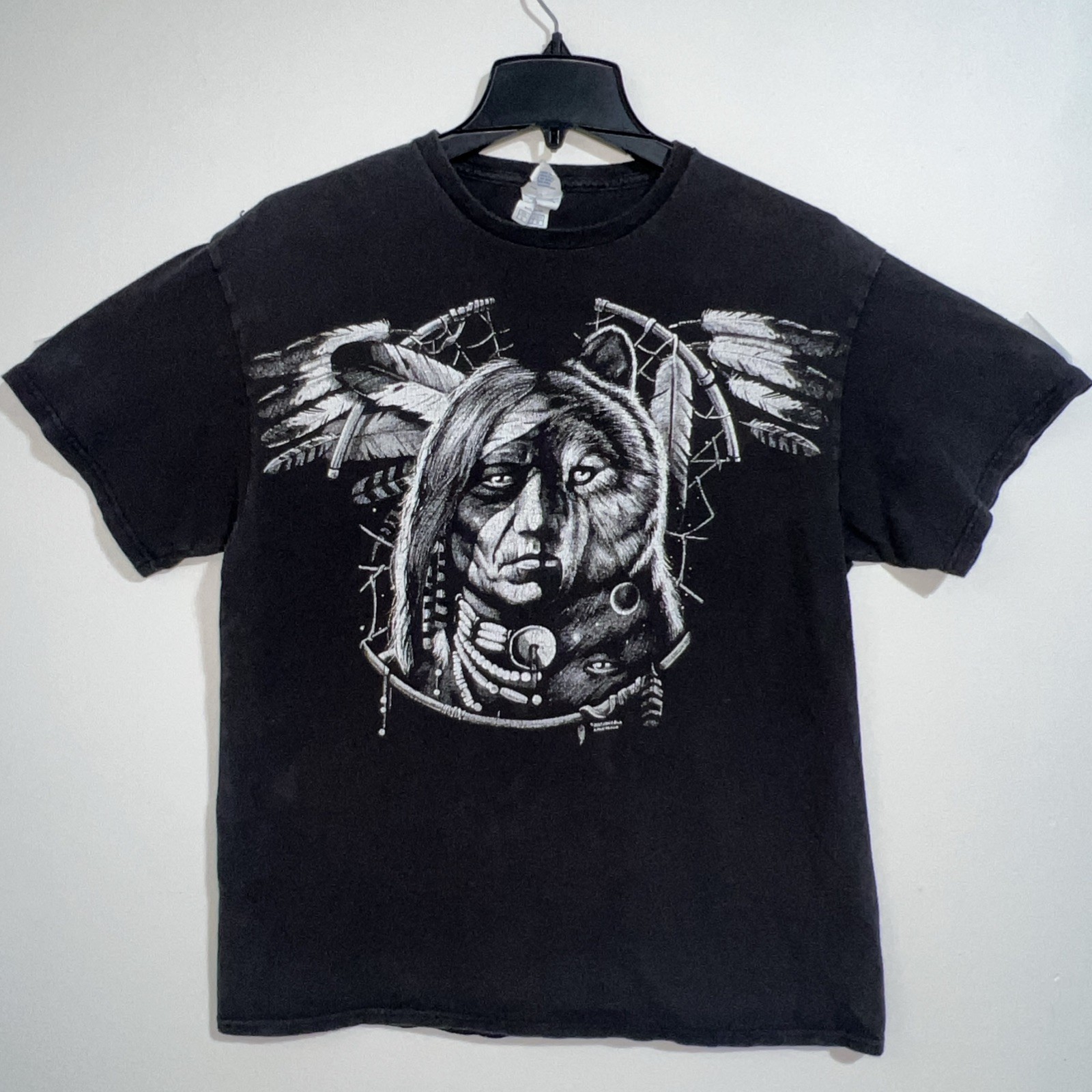 VTG Dreamcatcher American Indian Wolf Shirt Men’s L Liquid Blue Print Delta Pro gallery