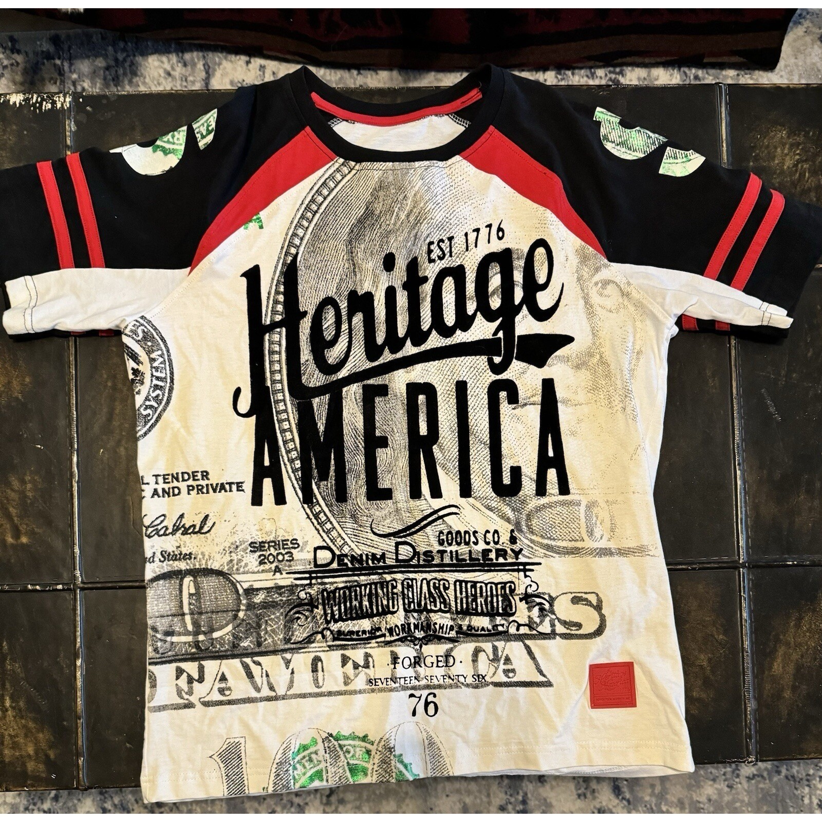 The Heritage By America Denim Distillery Working Class Heros T Shirt Size Med
