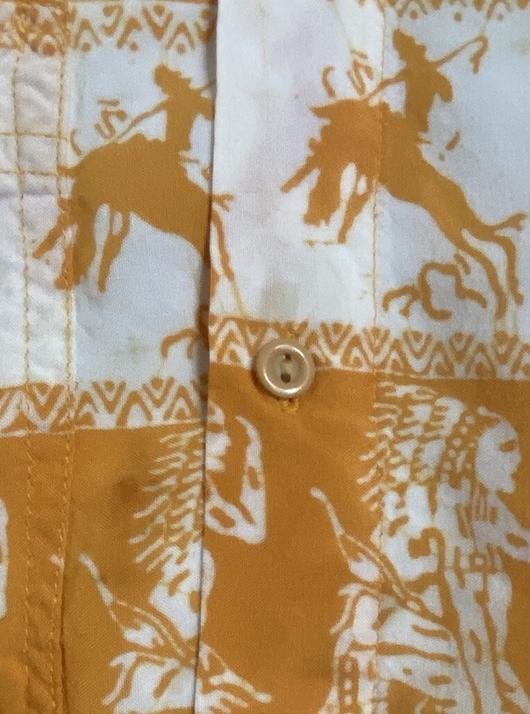 Vintage What's Happening Primitive Heat Tribal Hawaiian Button Shirt - Men's L gallery