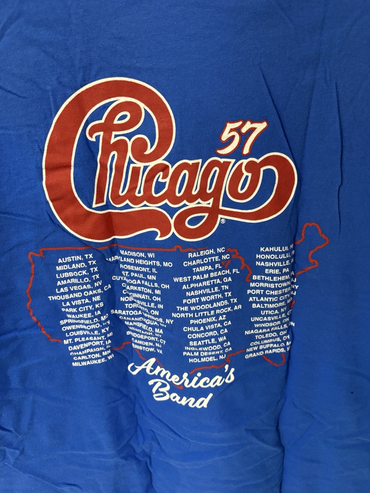 Chicago Men's America's Band Graphic Print Crew Neck Tee XL Blue gallery