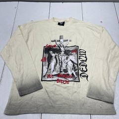 Dedluv Studio Ivory Save Us Long Sleeve Distressed Thermal T Shirt Mens Size L
