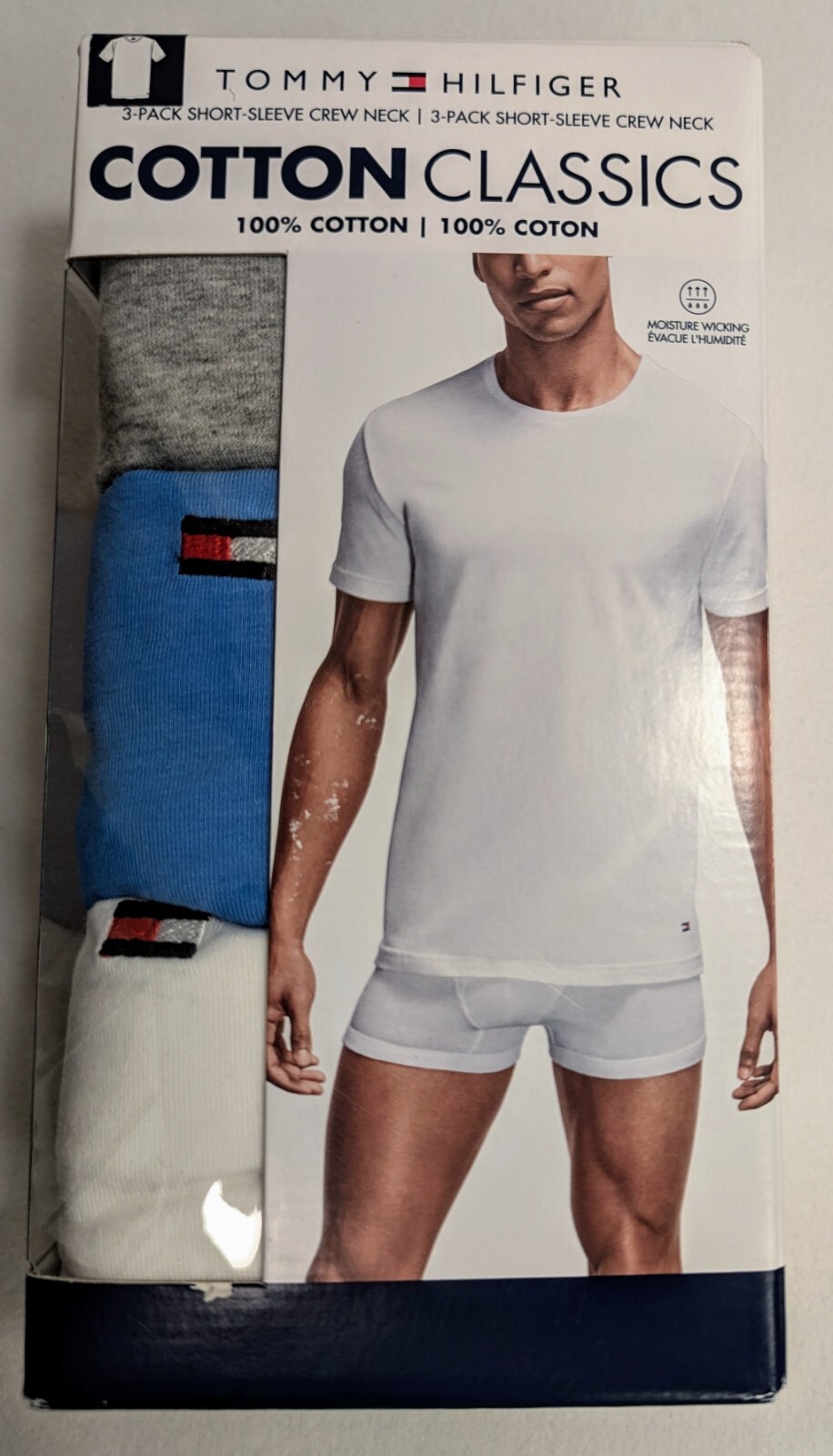 Tommy Hilfiger Men's Classic Crew Neck Tee T-Shirts 3-Pack MED Blue Gray White M gallery