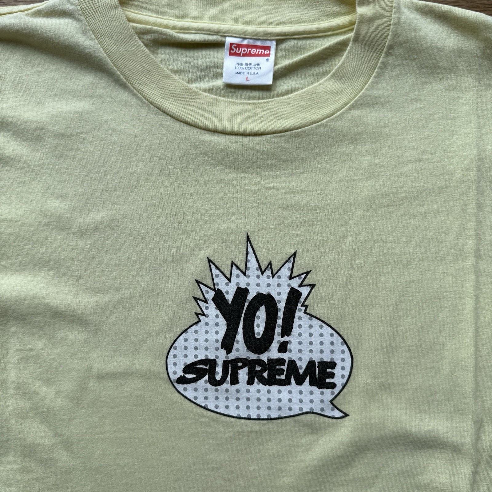 Vintage Supreme Yo Supreme MTV Raps Tshirt Pale Yellow Large 1999 gallery