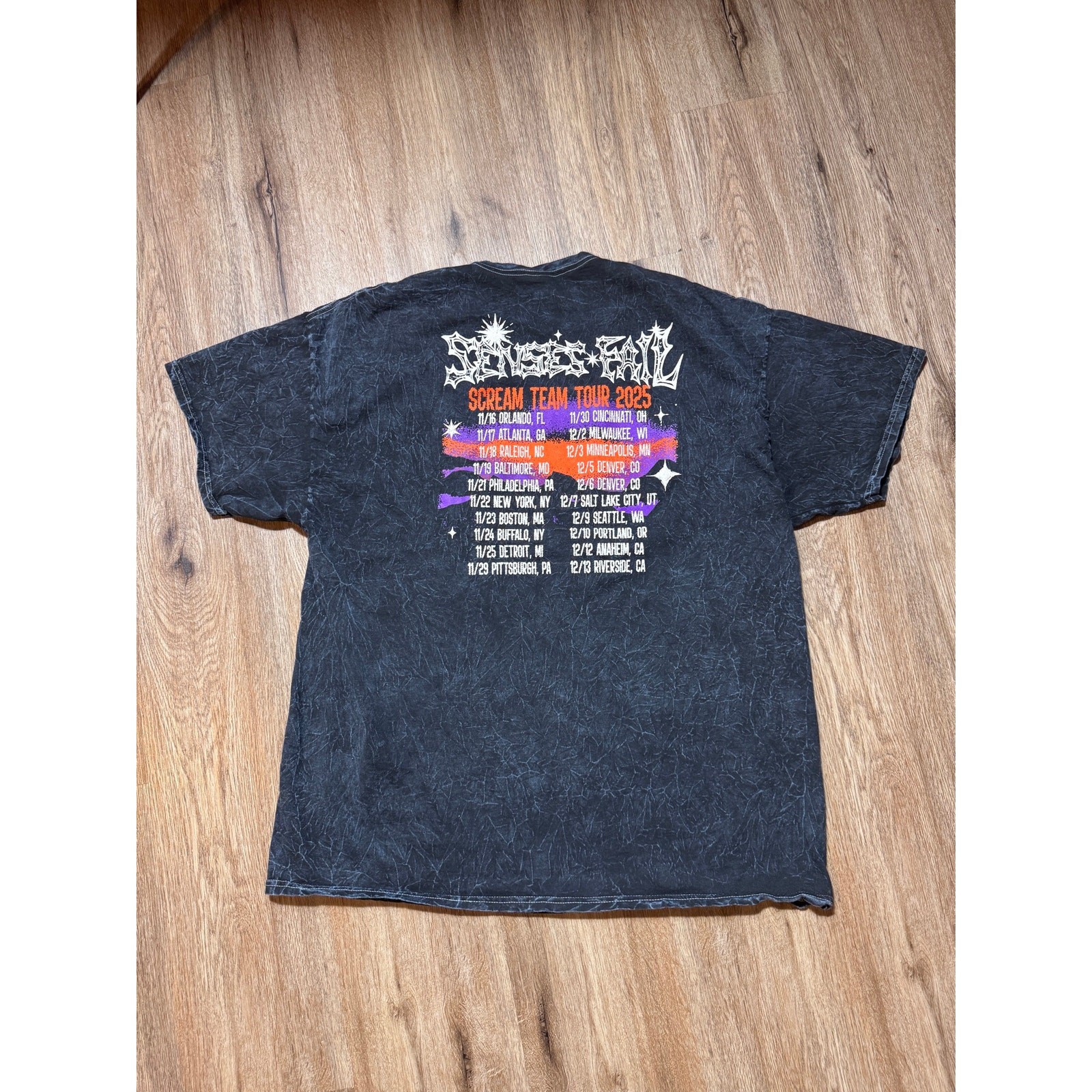 Senses Fail Scream Team Tour 2025 Acid Wash Band Tee Shirt XL Emo Punk Rock gallery