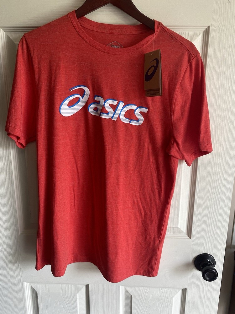 ASICS NWT Standout Fourth Short Sleeve Tee Shirt Logo Men’s Size Medium Red