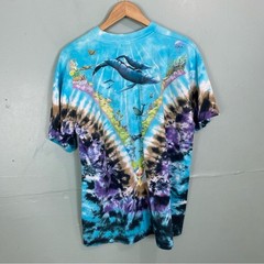 Liquid Blue VTG Aquatic Underwater Dolphins Coral Reef Ocean AOP XL T Shirt Tee