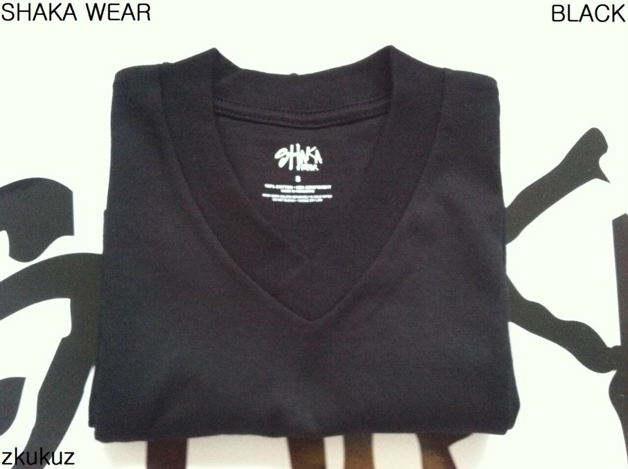 3 NEW SHAKA WEAR PLAIN SHORT SLEEVE V-NECK T-SHIRT BLACK BLANK S-3XL 3PC gallery