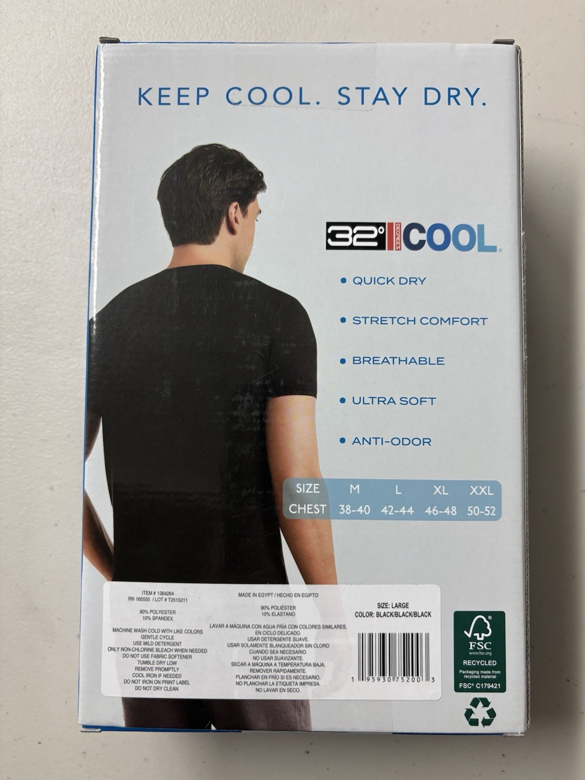 32º DEGREES 32 Degrees Men's Cool Tee | Black | Large gallery