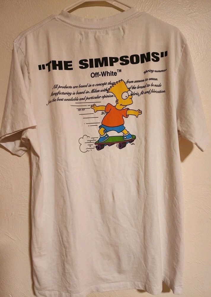 GUC RARE Off White Bart & Homer Simpson T-shirt 2013 Virgil Abloh Size Medium