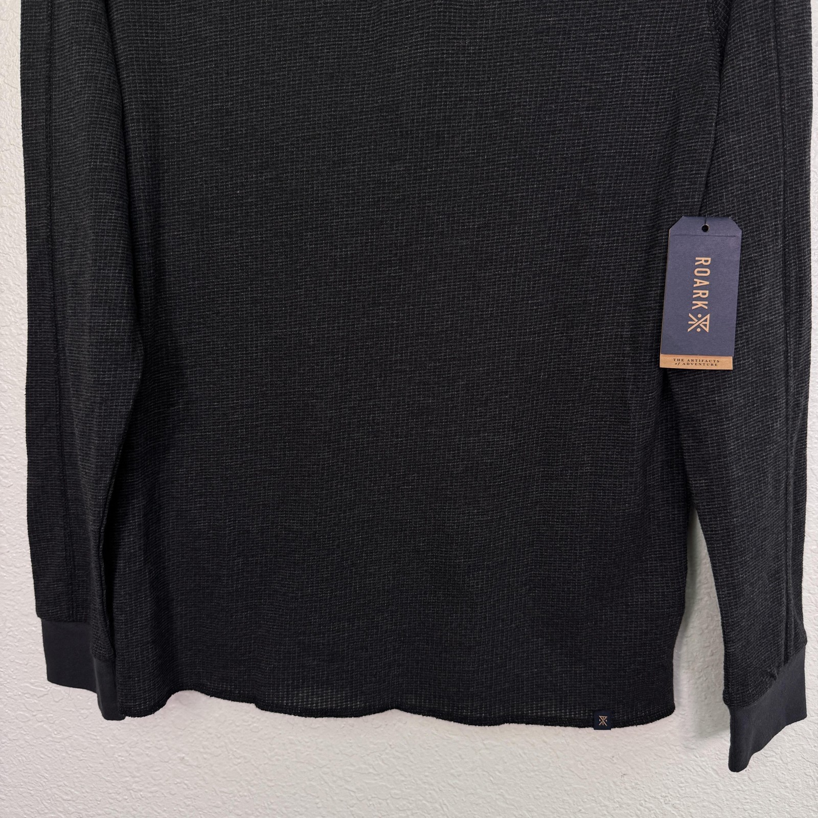 Roark Shirt Mens Medium Thermal Henley Range Rat Knit Long Sleeve Waffle Grey gallery