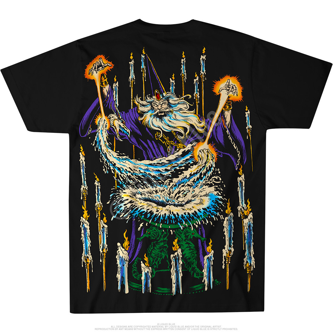 WIZARD-Big Print 2 SD T-SHIRT S,M,L,XL,XXL LIQUID BLUE Merlin,Potter,Necromancer gallery