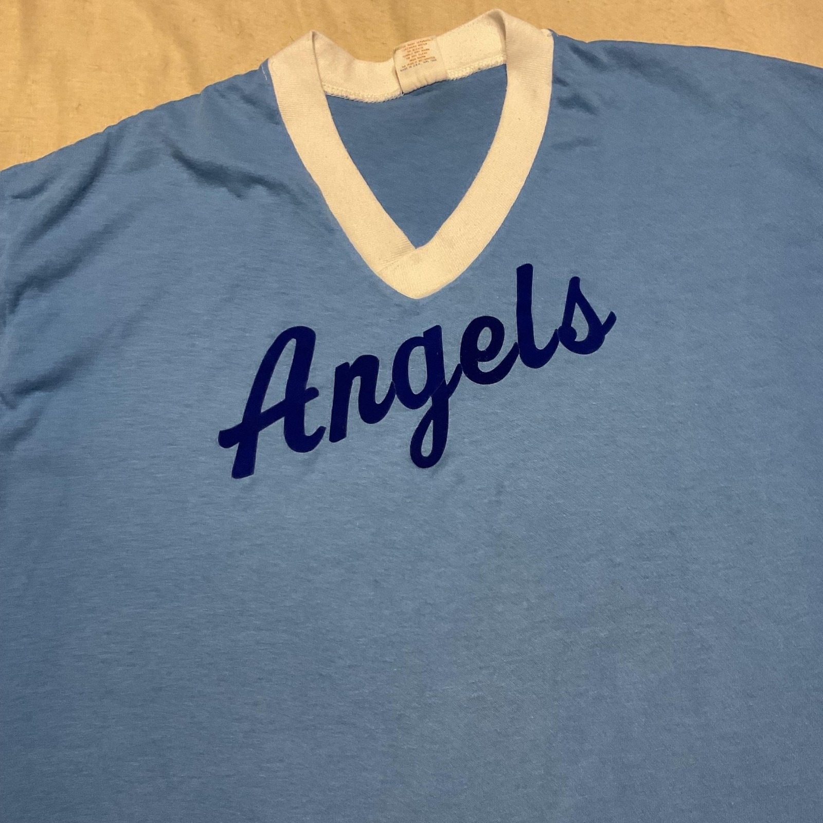 Vintage Angels Coach Shirt Mens XL Blue V Neck Baseball Jersey Gulf Coast 80s gallery