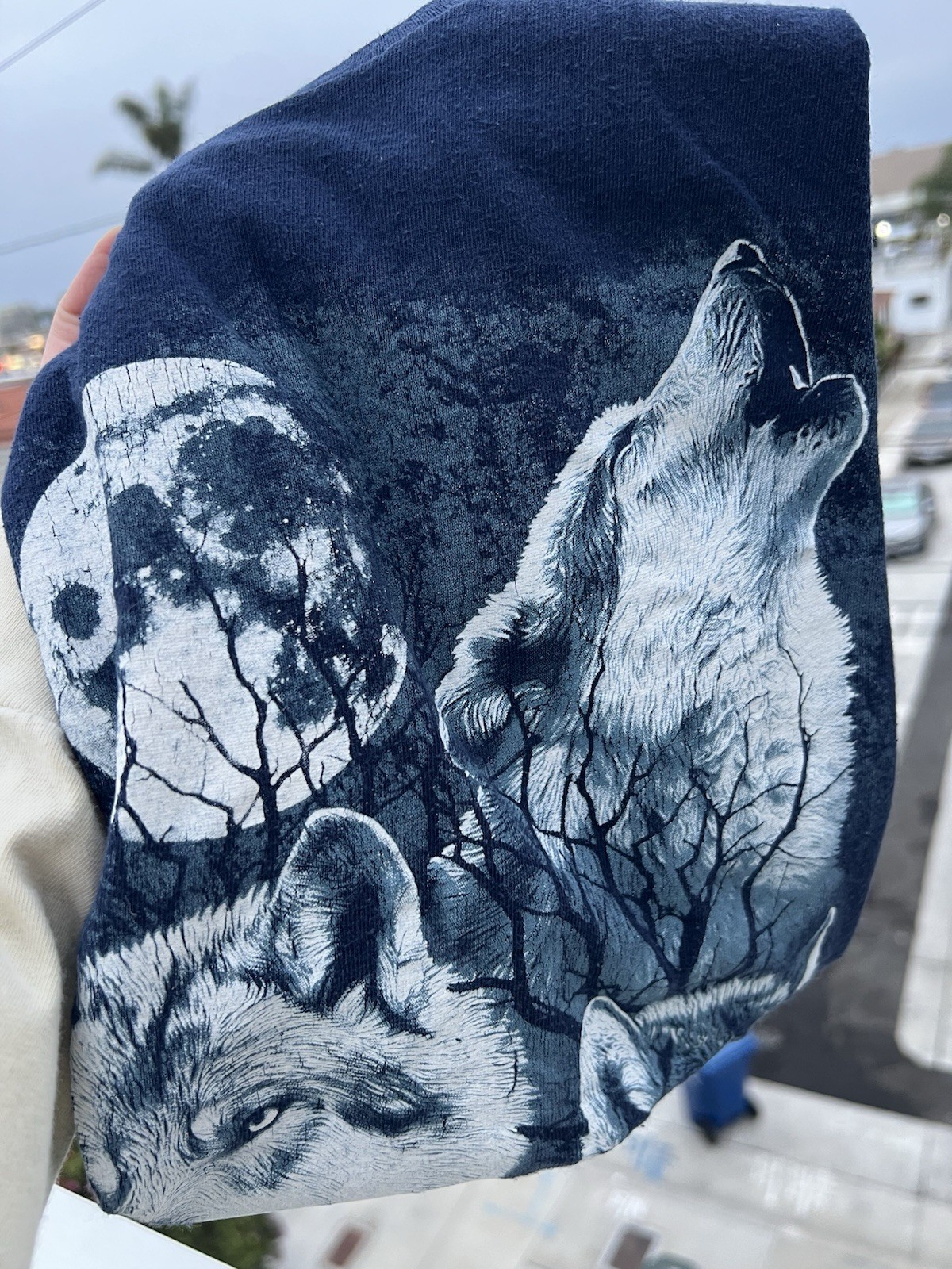 Vintage Y2K Delta proweight blue wolf distressed graphic sz L festival casual gallery