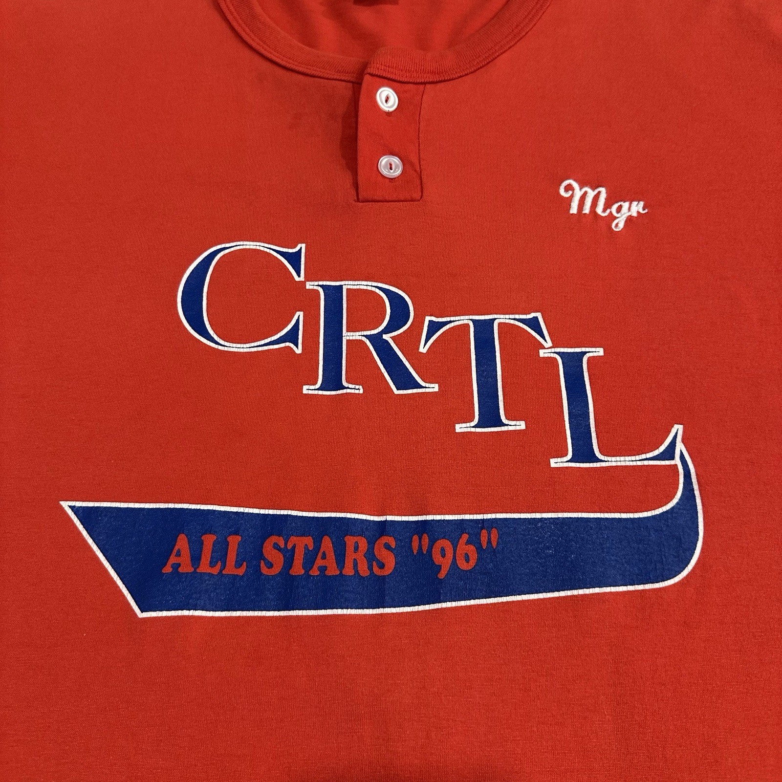 Vintage Russell Athletic Henley T-Shirt 90s USA Baseball Distressed RedBoxy Fit gallery