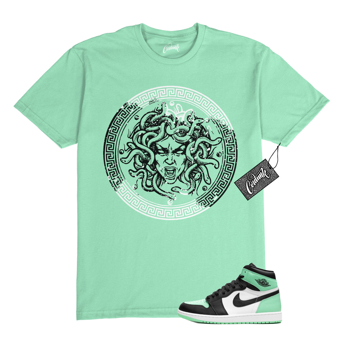 1 Green Glow Mint White Black High T Shirt Match CLP