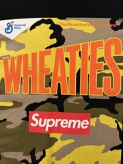 Supreme Wheaties Logo Graphic Print Black Crew Neck T-Shirt Cotton M
