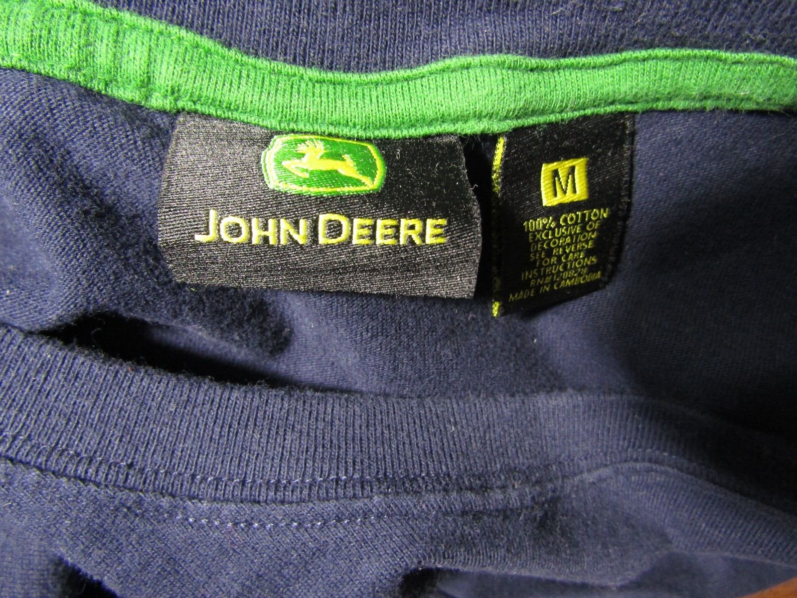 John Deere General Purpose Tractors Embroidered Navy Long Sleeve T-Shirt Men M gallery