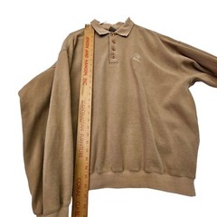 Sope Creek Black 1/4 Button-up Tan Fleece Polo Shirt Adult Size Large Taiwan