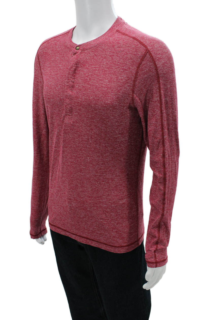 Lululemon Mens Band T-Shirt Red Long Sleeve Round Neck Nylon Blend Size M gallery
