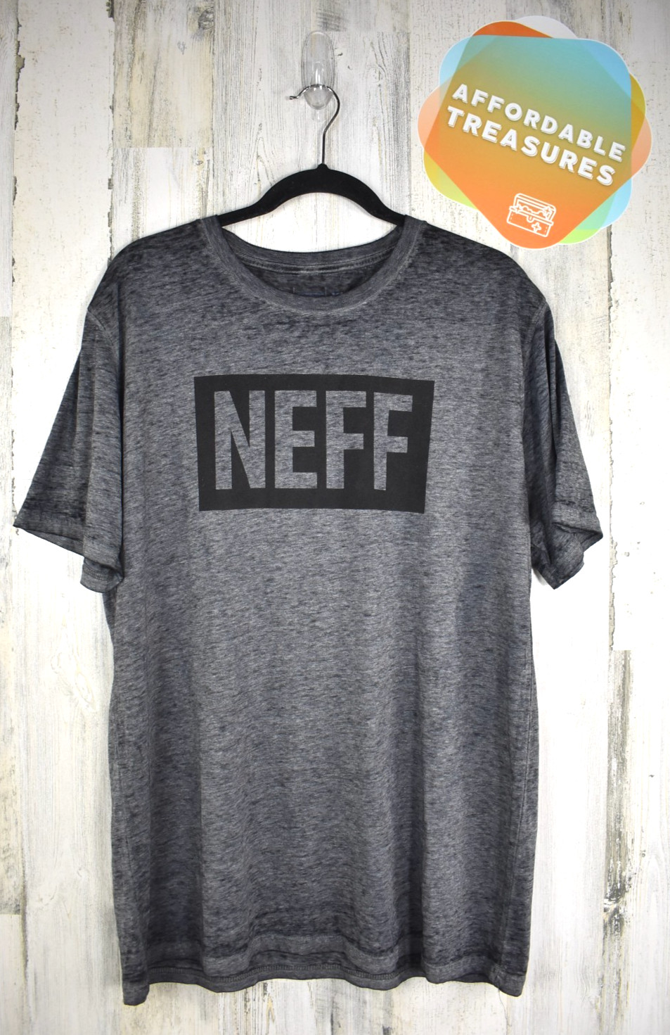 NEFF Graphic Short Sleeve T-Shirt Block Logo Heathered Gray XL NEW NWOT