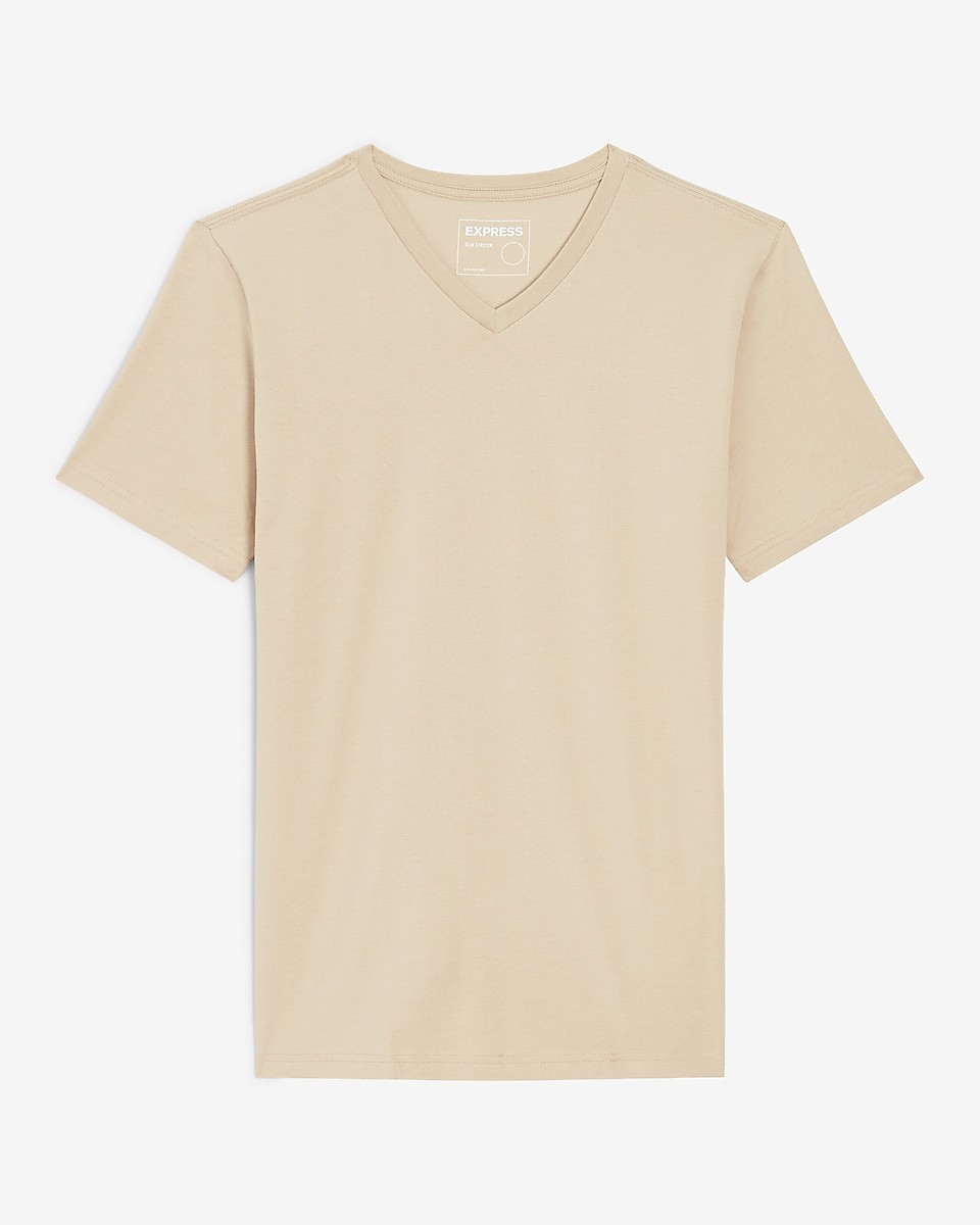 NWT - EXPRESS Men's 3 Pack Slim Stretch V-Neck Neck T-Shirts Sand Black White S gallery