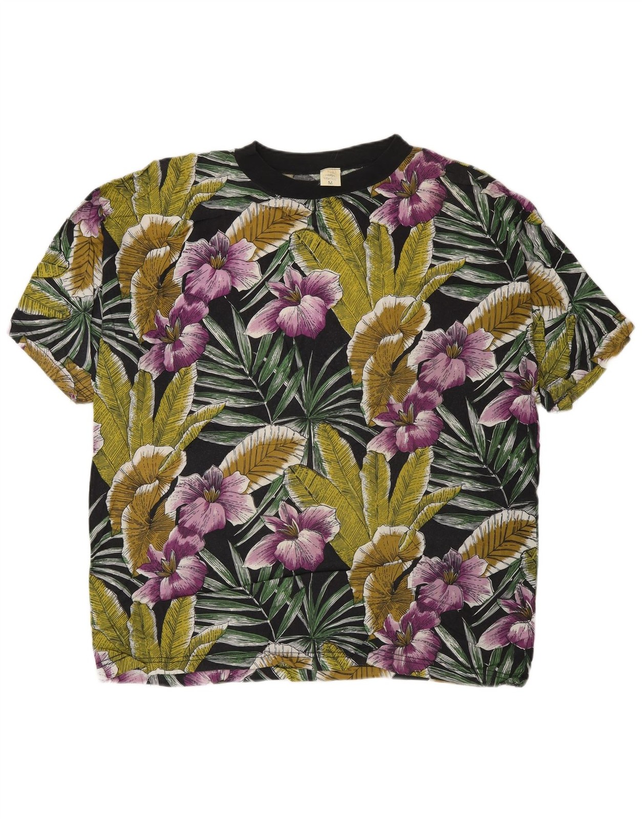 Vintage Mens T-Shirt Top Medium Multicoloured Floral Rayon AD14 gallery