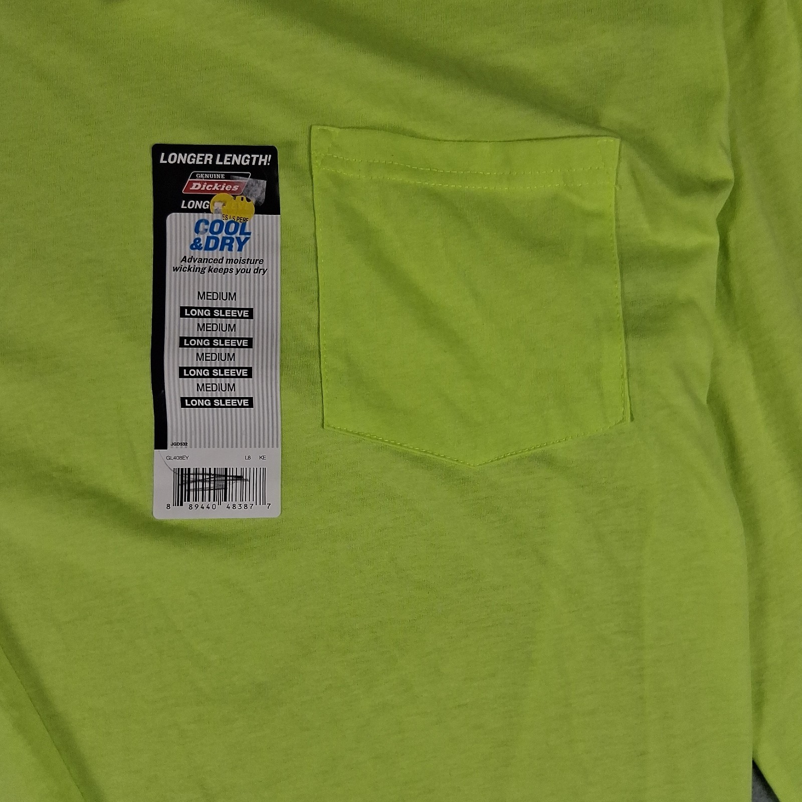 NWT Dickies Fast Dry Shirt Mens M Energy Yellow Long Sleeve OUTDOOR WORK gallery