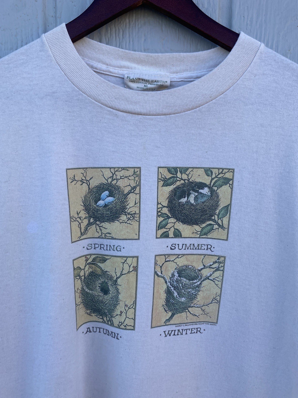 Vintage 90s Nature Seasonal Summer Spring Winter Autumn Xl White Shirt gallery
