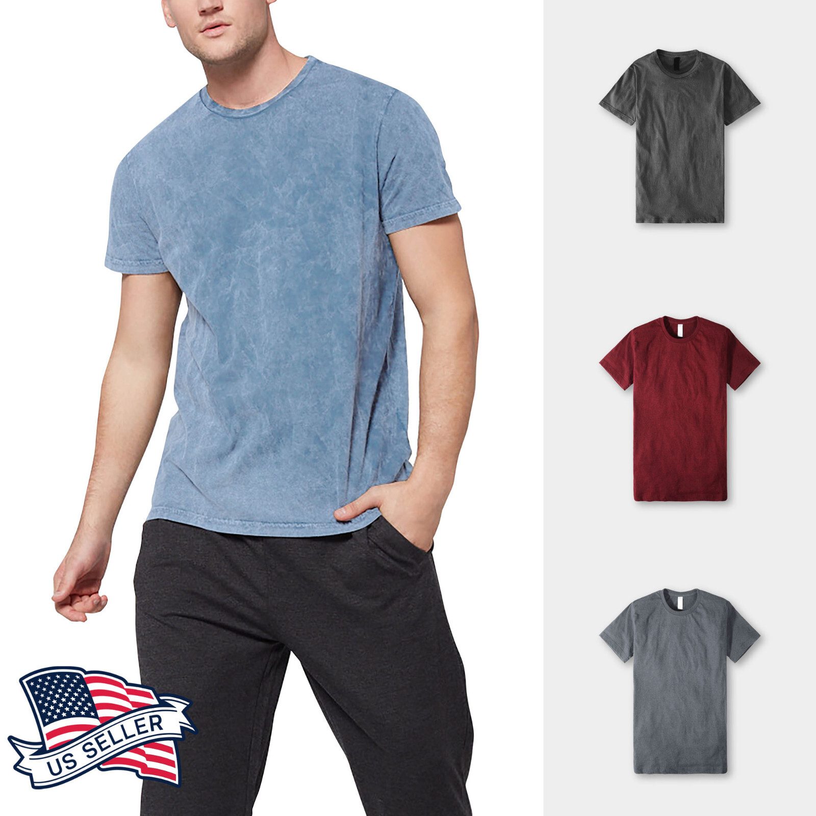 Mens Tri-Blend T-Shirts Short Sleeve Tee Casual Basic Gym Active Yoga Solid