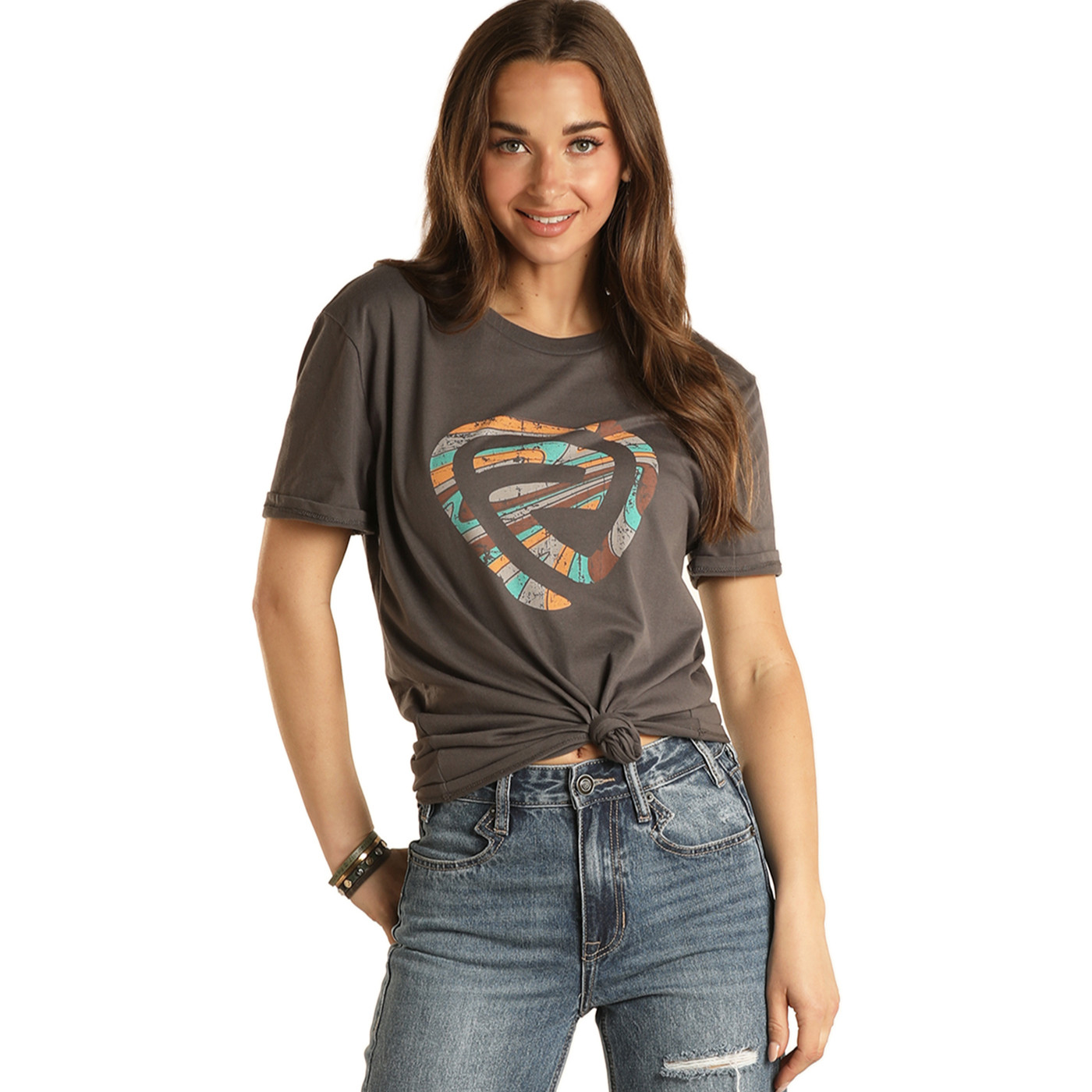 Rock & Roll Cowboy® Unisex Charcoal Graphic Logo T-Shirt RRUT21R0IX gallery