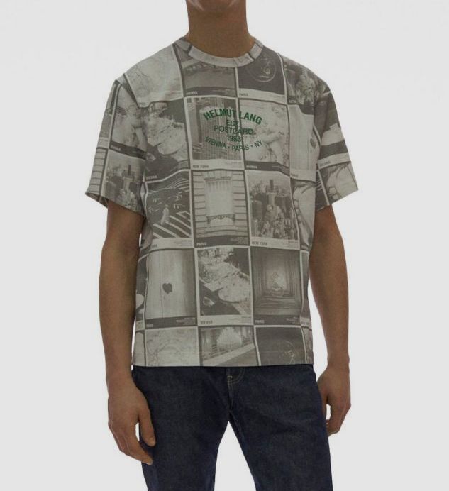 $186 Helmut Lang Men’s Cotton White Graphic Crewneck T-Shirt Size XS