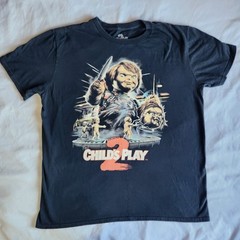 Child’s Play 2 Chucky Killer Horror Movie Fright Rags Black Lrg Graphic T-Shirt