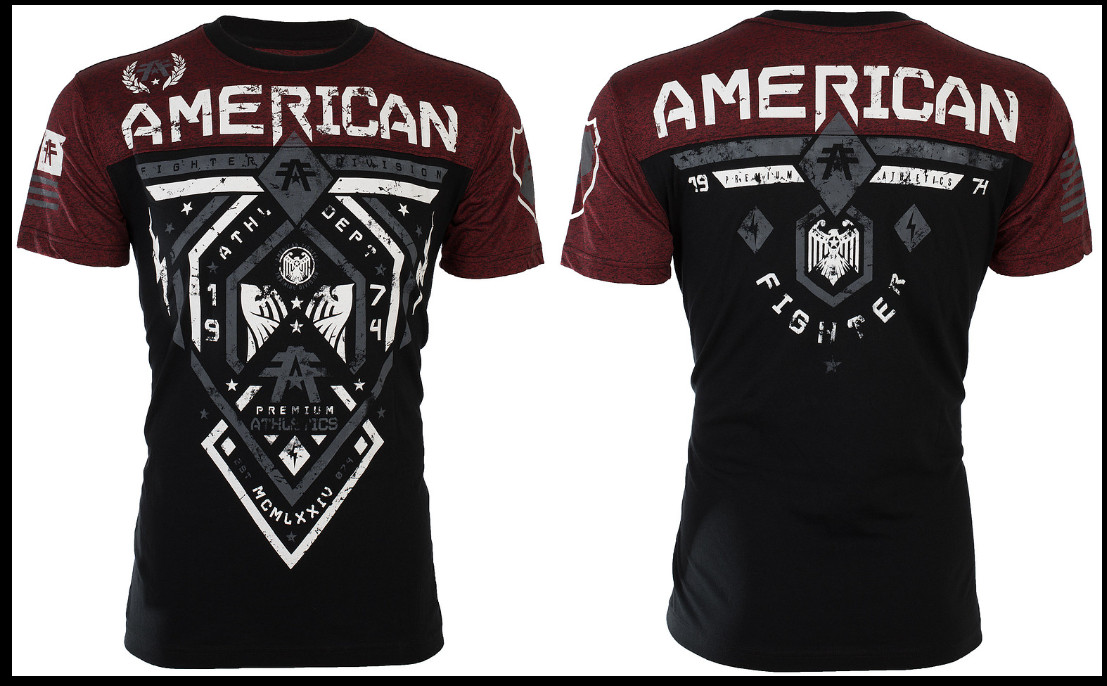 AMERICAN FIGHTER Black Rusted Red FAIRBANKS Athletic Graphic T-shirt NWT