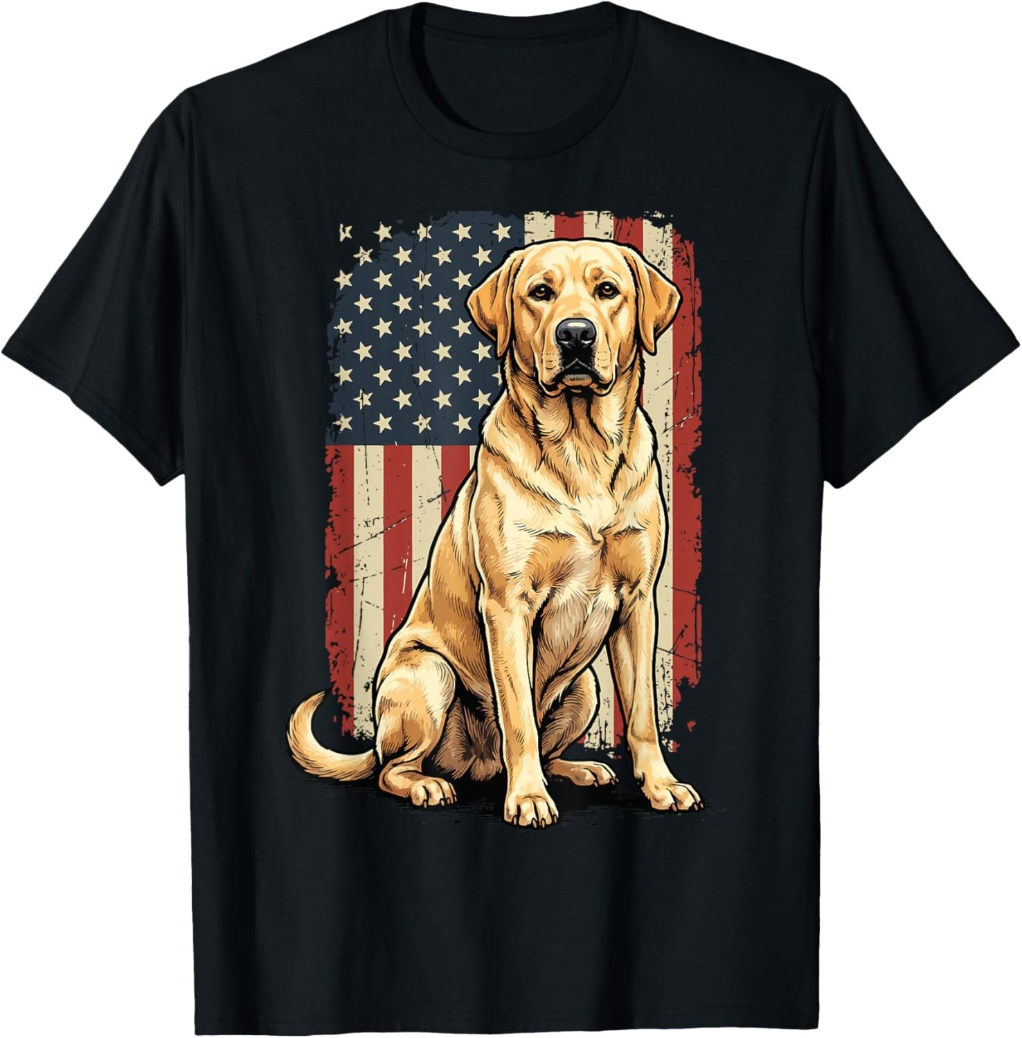 Yellow Labrador Retriever USA Flag T-Shirt, Patriotic Lab Dog Dad Gift Tee Shirt