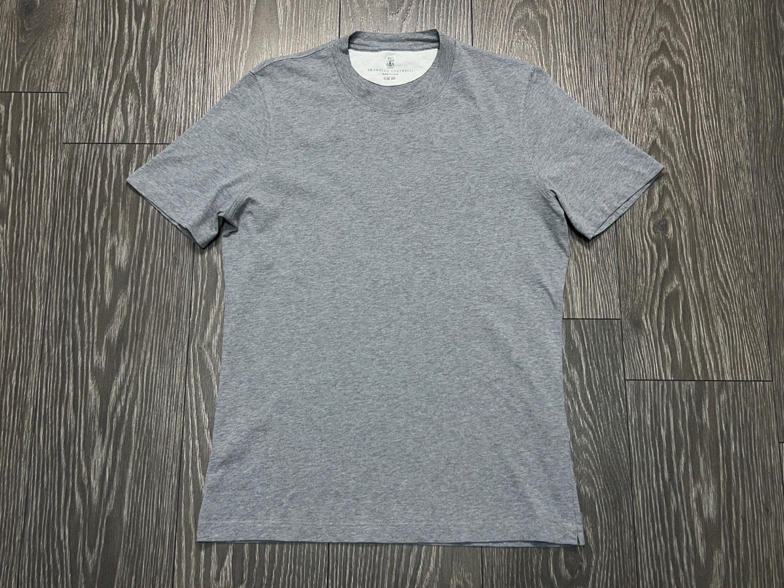 Luxury Mens Brunello Cucinelli Slim Fit Gray Cotton T Shirt Tee Classic Size S gallery