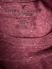 American Eagle Outfitters Burgundy Heathered Crew Neck Embroidered Logo Tee