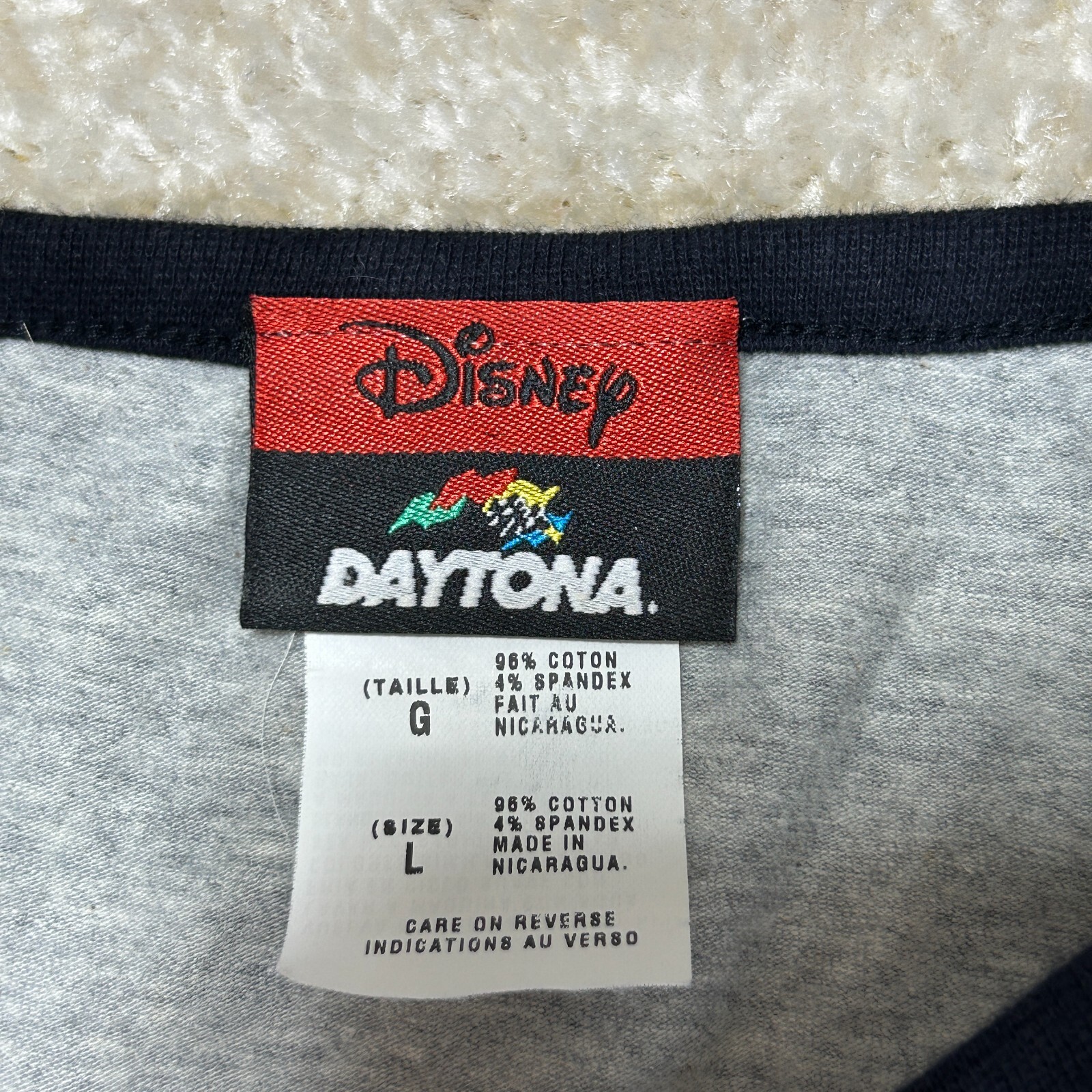 Disney Men's Daytona 500 Raglan T-Shirt Gray Black Large Cotton Spandex Racing T gallery