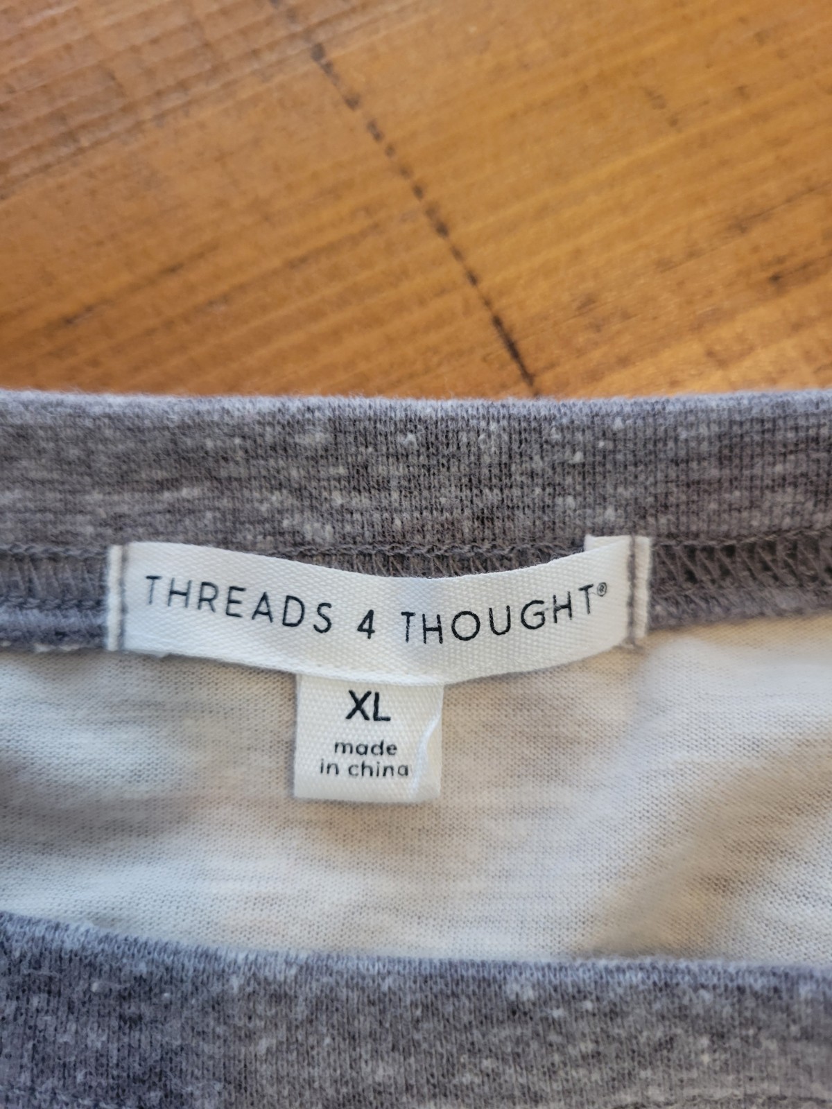 Threads 4 Thought Gray Ivory Off White Long Sleeve Baseball T Shirt Size XL Mens gallery