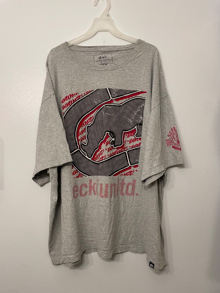 Mens Oversized Grey Ecko Untld. Graphic Skater T-shirt Size 5XL