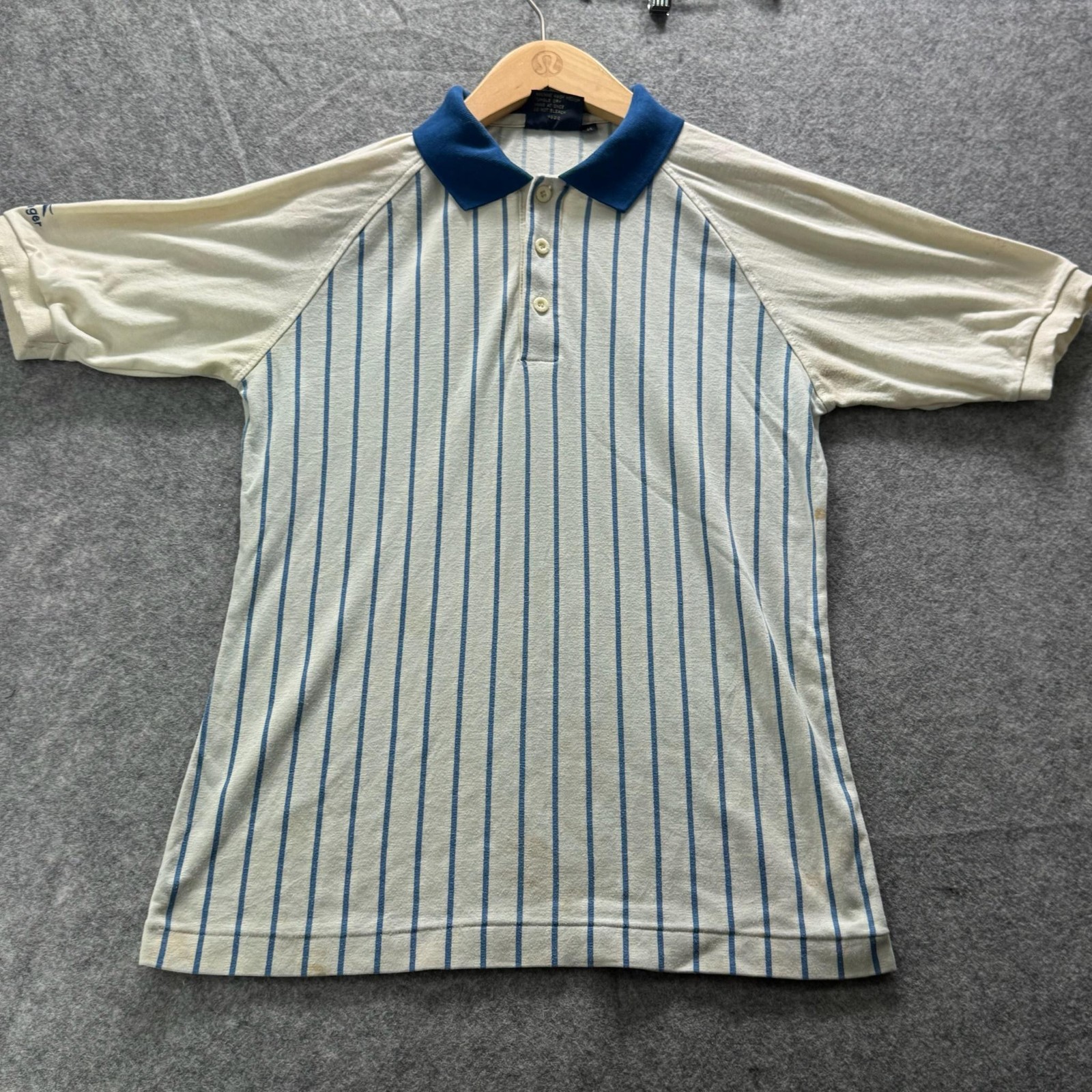 Slazenger Shirt Mens M White Striped Collared Polo Short Sleeve Logo Cotton y2k gallery