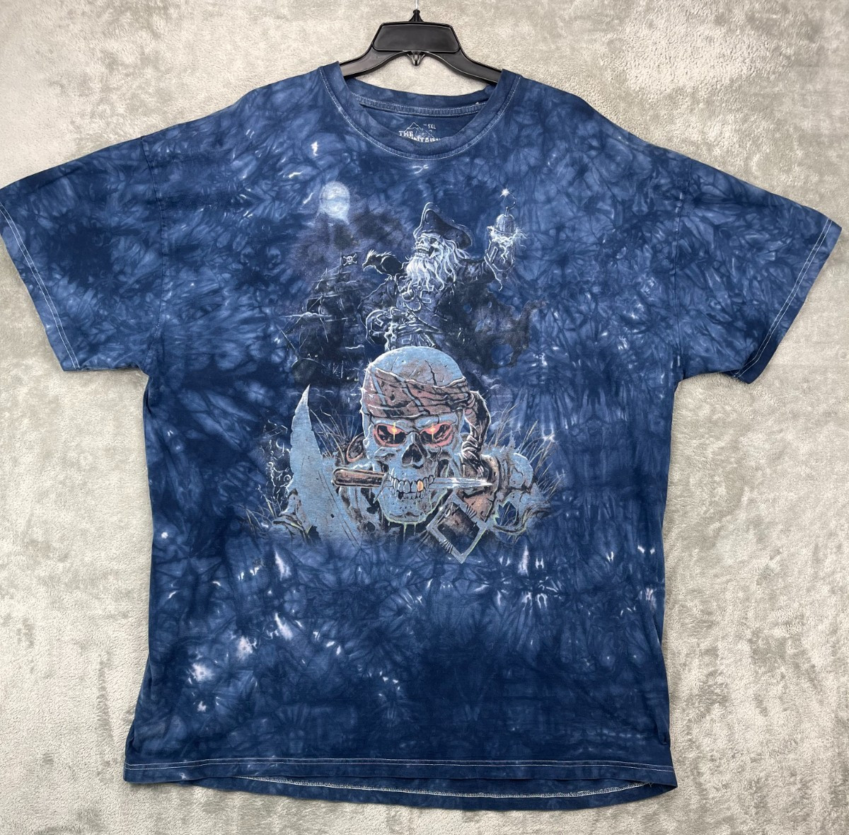 The Mountain Men’s Ghost Pirates T-Shirt 5XLT Tall Blue Tie-Dye Cotton