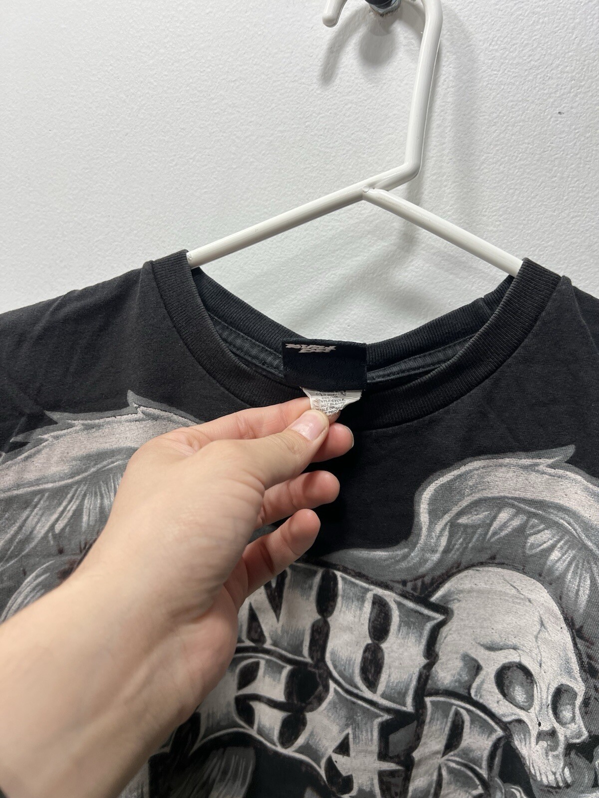 Vintage No Fear Shirt Mens Skulls Wings Y2K All Over Print ( See Measurements) gallery