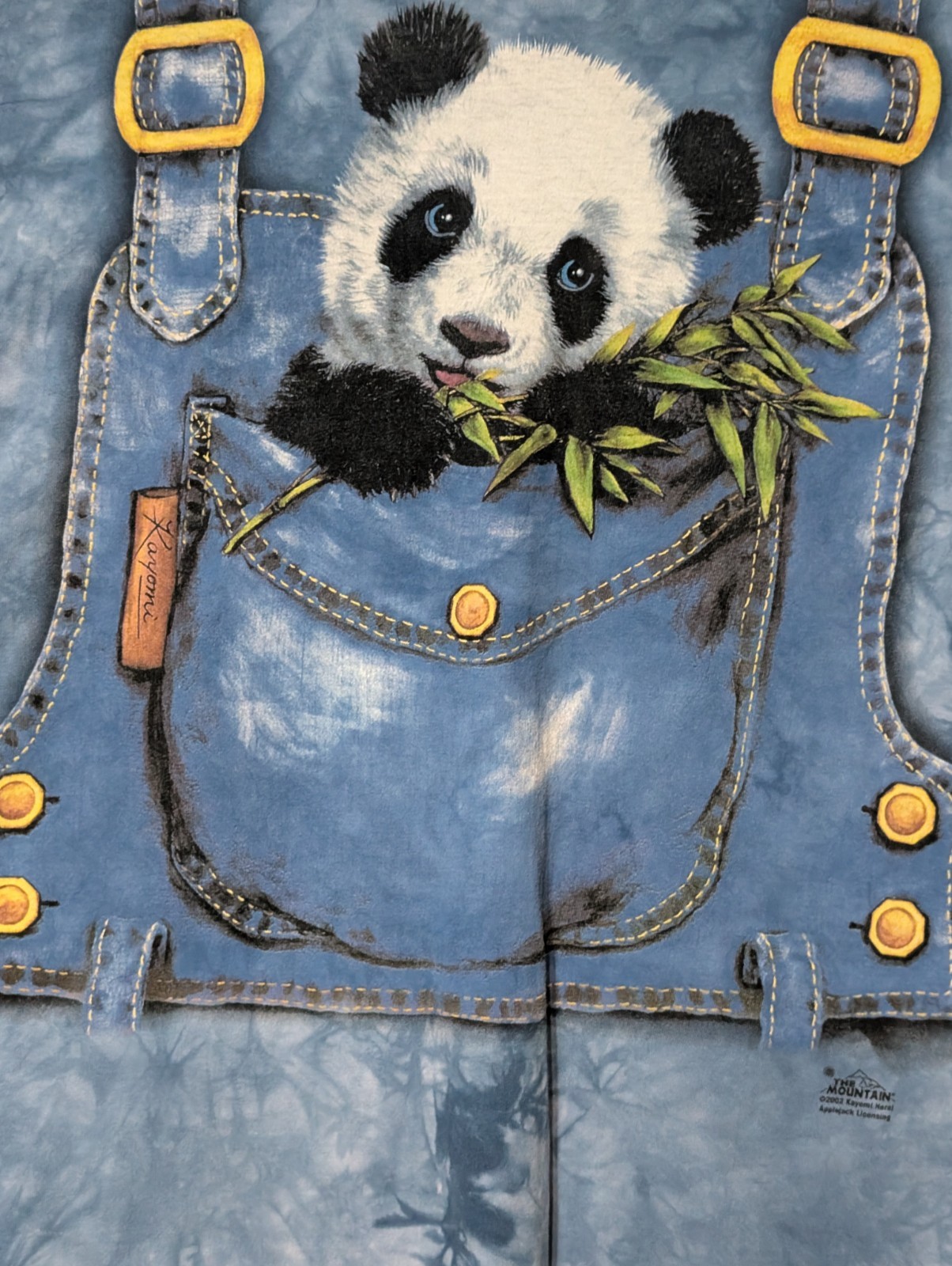 The Mountain Men's T-shirt Vintage Blue Panda In A Pocket Leather Tag XL #4991 gallery