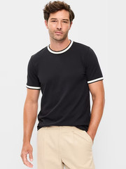OLD NAVY Men’s Crew Neck Trim Ringer Pique T-Shirt Tee NWT, Many colors & Sizes