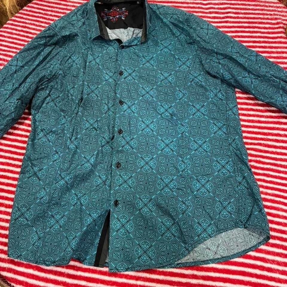 Blue and black long sleeve button up shirt MOY FERRETI SL&JH size XX. SKU892L gallery