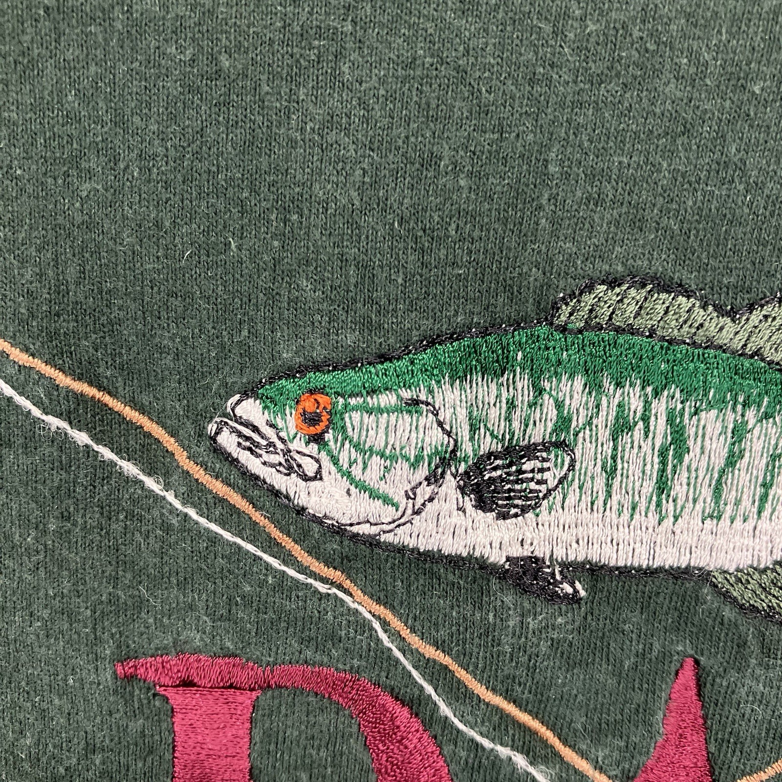 Vintage Dad Fishing Shirt Mens Large Faded Forest Green Embroidered Classic 90s gallery
