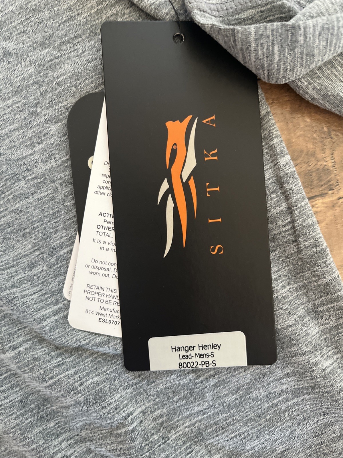 SITKA Gear Hanger Henley Lead Gray Insect Shield UPF30 Utility Outdoors - Small gallery